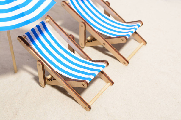 Beach furniture under umbrellas - Photo, Image