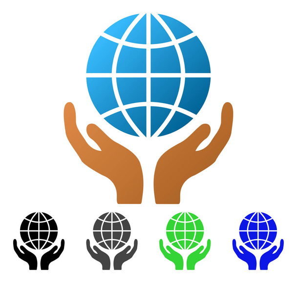 Global Hands Flat Gradient Icon - Vektor, kép