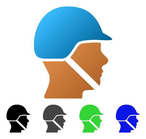 Soldier Helmet Flat Gradient Icon - Vetor, Imagem