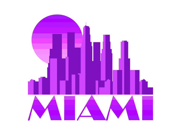 Miami City. Rascacielos aislados sobre fondo blanco. Ilustración vectorial
 - Vector, Imagen