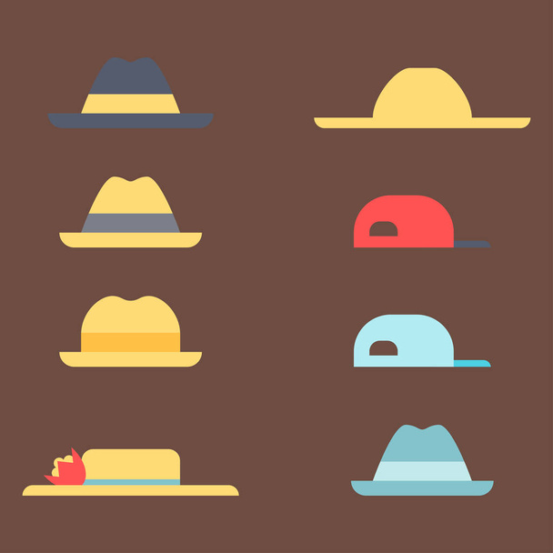 Sommer Panamahüte Stroh Mode Kopf Sonnenschutz traditionelle Kopfbedeckung Zubehör Vektor Illustration. - Vektor, Bild