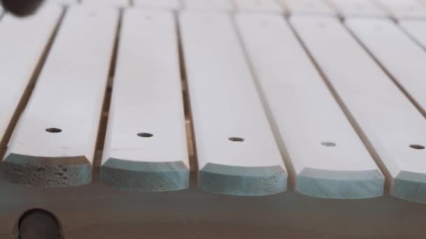 Aeroszol fehér festés alkalmazása a bútorok fából készült deszka - Felvétel, videó