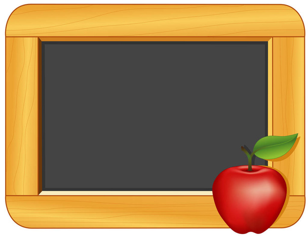 Chalkboard with Wood Frame, Apple for the Teacher - ベクター画像