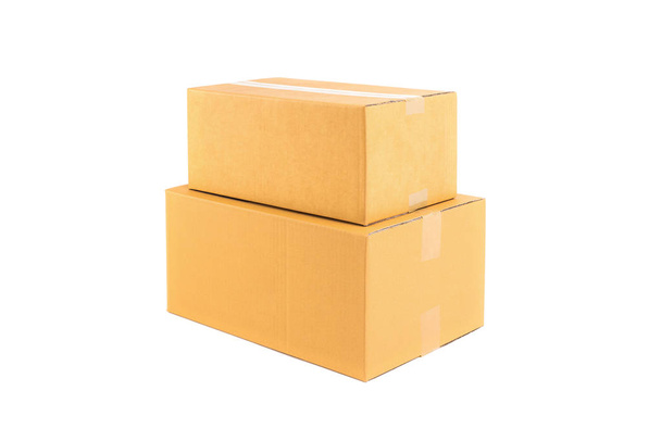 Stack of two brown cardboard boxes  - Photo, Image