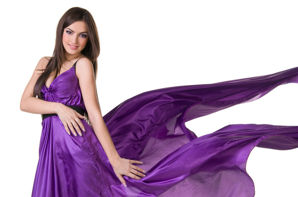 girl in flying purple dress - Foto, Imagem