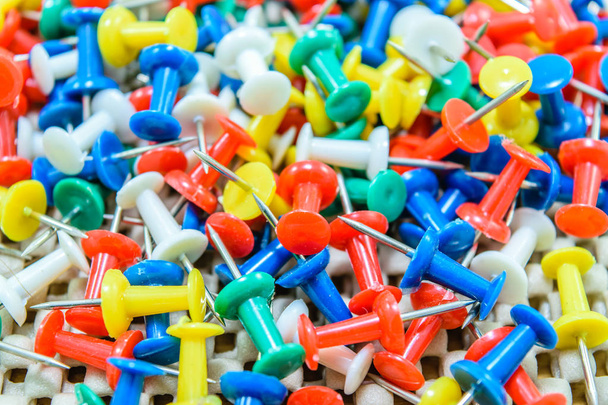 Many colorful push pins - Photo, Image
