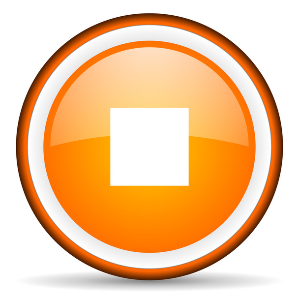 stop orange glossy circle icon on white background - Foto, afbeelding