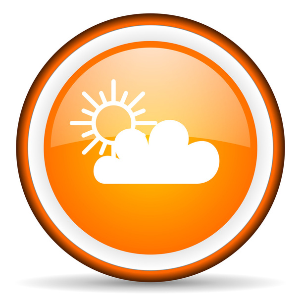 weather orange glossy circle icon on white background - Фото, зображення
