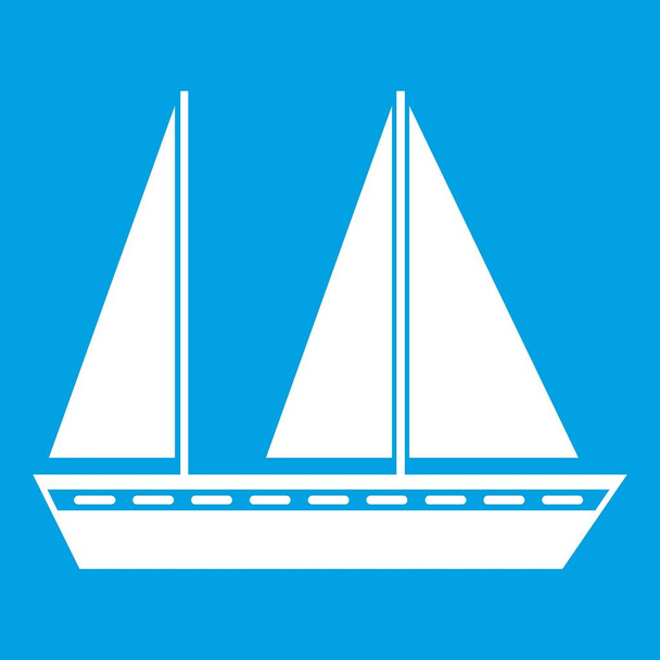 Zeilboot pictogram wit - Vector, afbeelding