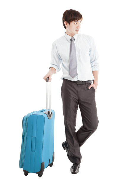επιχειρηματίας με βαλίτσα και απομονωμένα σε λευκό - Φωτογραφία, εικόνα