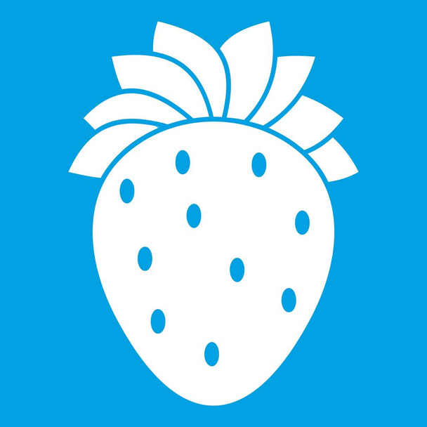 Strawberry icon white - Vector, Image