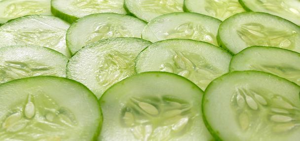 Cucumber slices isolated on white background - Photo, Image
