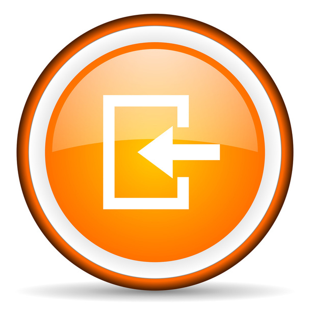 enter orange glossy circle icon on white background - Foto, afbeelding