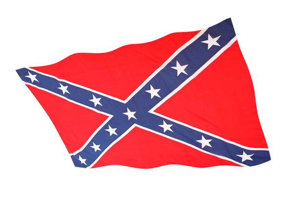 Confederate Battle vlag met St Andrews Cross zwaaien - Foto, afbeelding