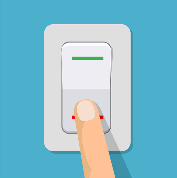 Finger presses the button switch. - Vector, Image