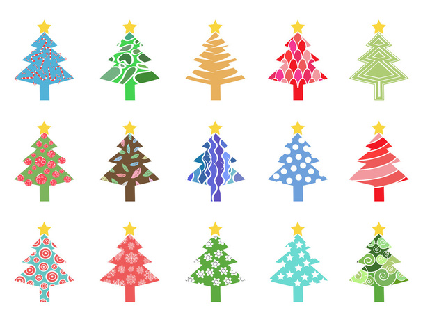 Simple color xmas tree icon - Vecteur, image