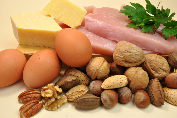 Zdrowa żywność - źródła białka. - Zdjęcie, obraz