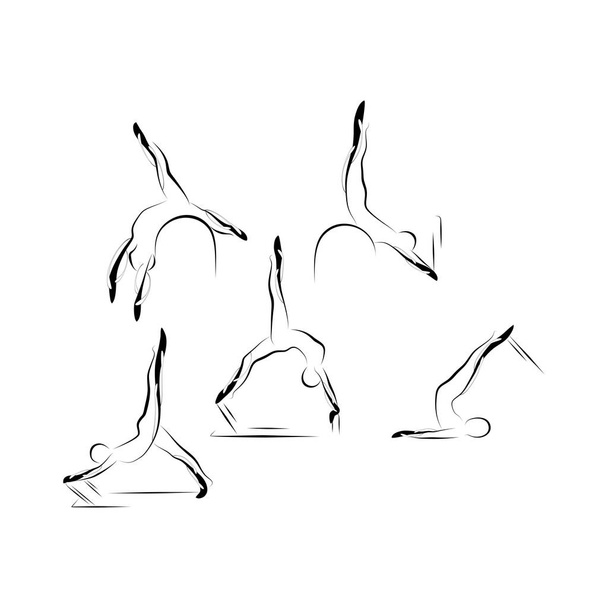 Conjunto de posturas abstractas de pilates
 - Vector, Imagen