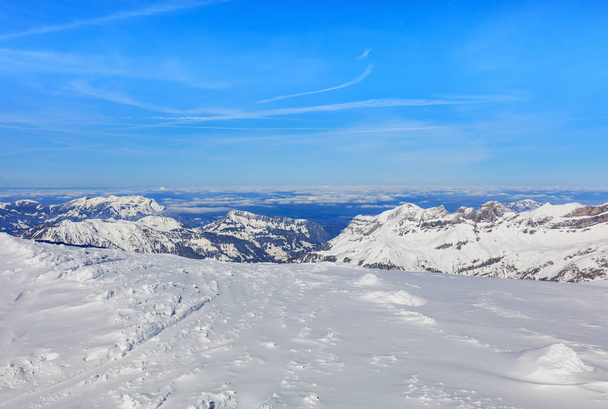 Swiss Alps in wintertime, view from Mt. Titlis - Photo, Image