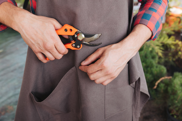 gardener with pruning shears in hand - Photo, Image