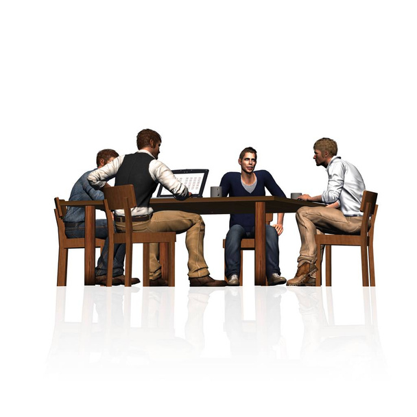 Mannen zitten aan tafel in een vergadering - business - Foto, afbeelding