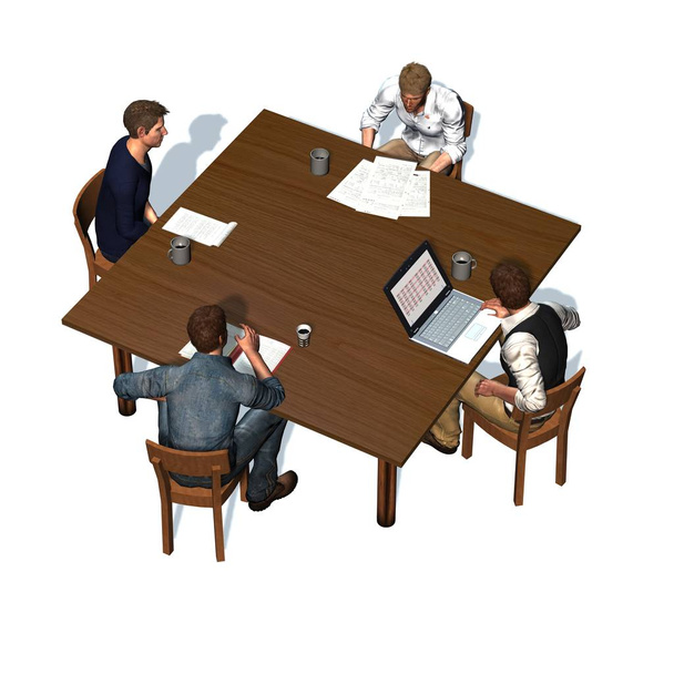 Hombres sentados a la mesa en una reunión - negocios - vista superior
 - Foto, Imagen