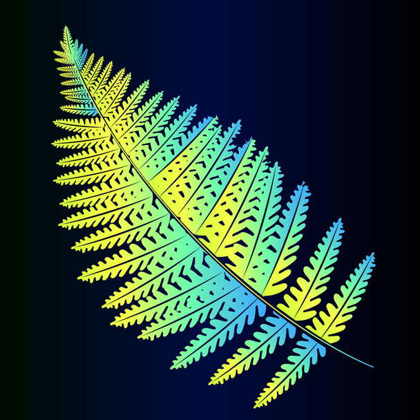 Neon liść paproci - Wektor, obraz