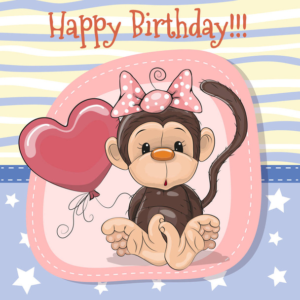 Cute Cartoon Monkey with balloon - Vektor, obrázek
