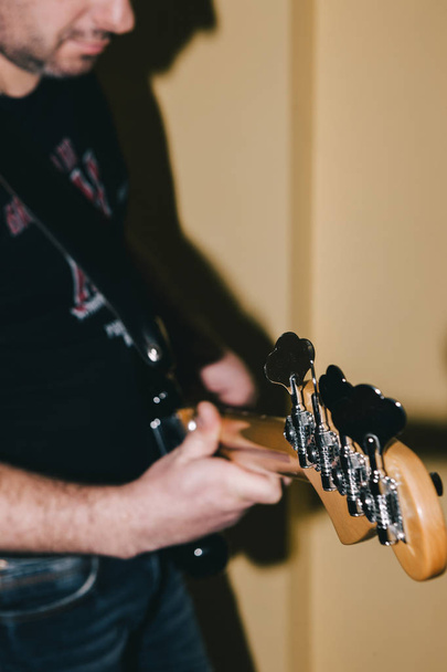 Bass guitar in selective focus - Foto, imagen