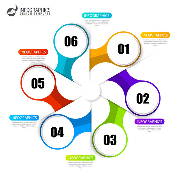 Circle infographics. Template for diagram. Six steps - Vector, Imagen