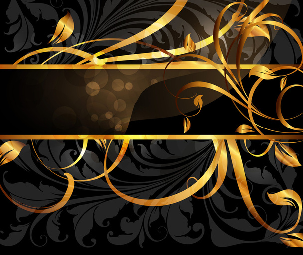 Summer black golden banner - Vector, afbeelding