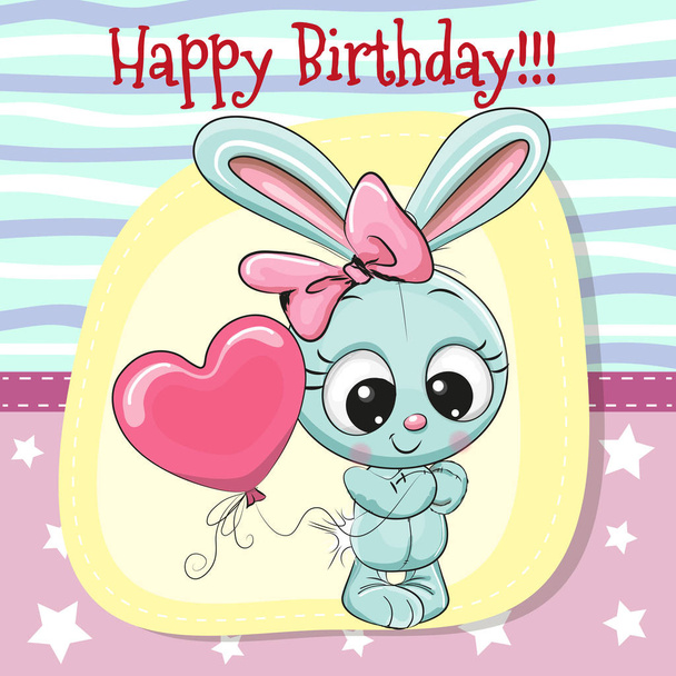 Cute Cartoon Rabbit girl with balloon - Vetor, Imagem
