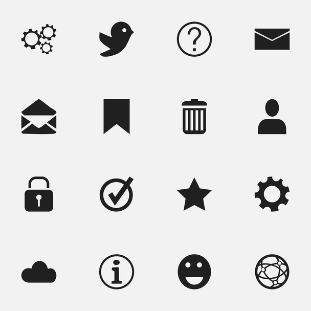 Készlet 16 hálózat szerkeszthető ikonok. Kvíz, hálózati, ég, és szimbólumokat tartalmaz. Lehet használni a Web, mobil, Ui és Infographic Design. - Vektor, kép