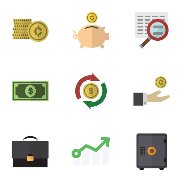 Flat Icon Incoming Set Of Greenback, Interchange, Strongbox And Other Vector Objects. Also Includes Portfolio, Diplomat, Dollar Elements. - ベクター画像