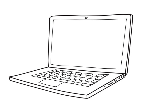 ноутбук мила рука намальована векторна лінія мистецтва ілюстрація
 - Вектор, зображення