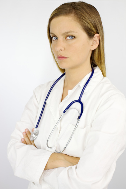 Serious good looking blond female doctor - Photo, image