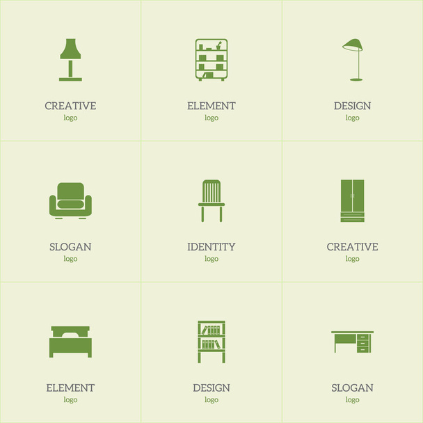 Set van 9 bewerkbare meubilair iconen. Bevat symbolen zoals Stillage, Glim, Recliner en meer. Kan worden gebruikt voor Web, Mobile, Ui en Infographic Design. - Vector, afbeelding