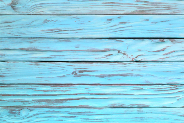 Worn wood of turquoise or blue color. Painted wooden texture as  - Photo, Image