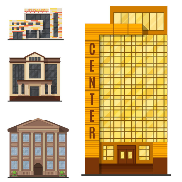 Edificios de la ciudad moderna torre oficina arquitectura casa negocio apartamento casa fachada vector ilustración
 - Vector, Imagen