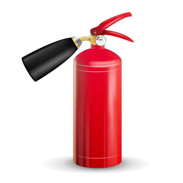 Fire Extinguisher Vector. Sign 3D Realistic Red Fire Extinguisher Isolated Illustration - Vetor, Imagem
