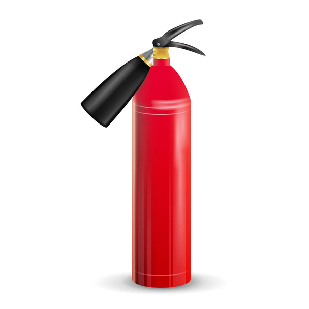 Red Fire Extinguisher Vector. Metal Red Fire Extinguisher Isolated Illustration - Vetor, Imagem