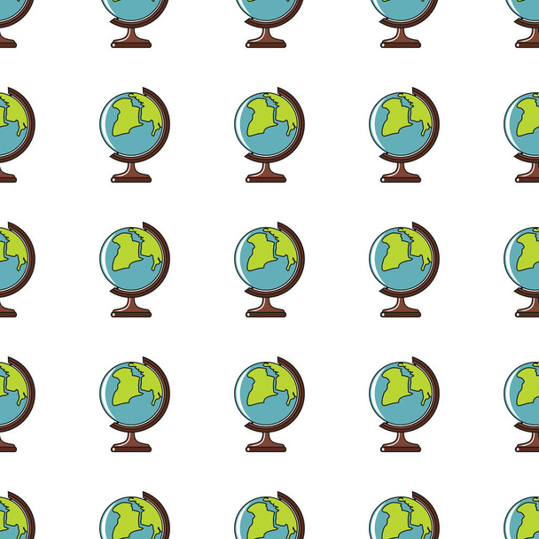 Earth seamless pattern in cartoon style isolated on white background vector illustration - Vecteur, image