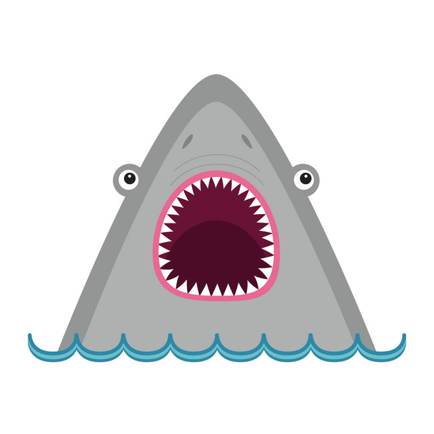 Shark head face with big open mouth  - Vector, Image