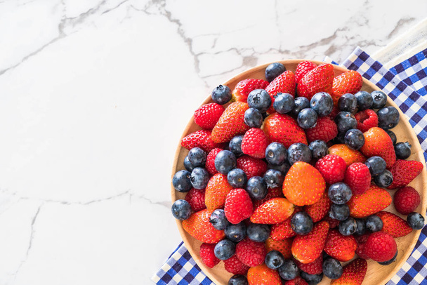 fresh blueberry, strawberry and rasberry  - Fotó, kép