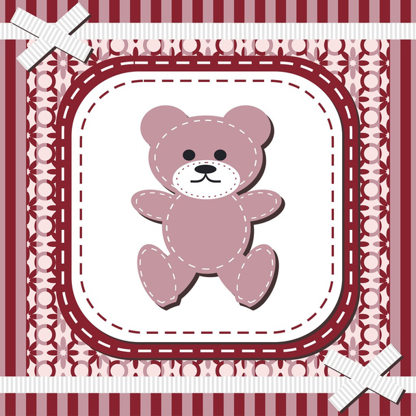 Frame with lace and teddy bear - Vector, imagen
