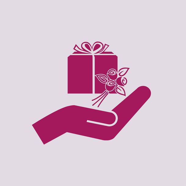 Geschenk und Handzeichen - Vektor, Bild