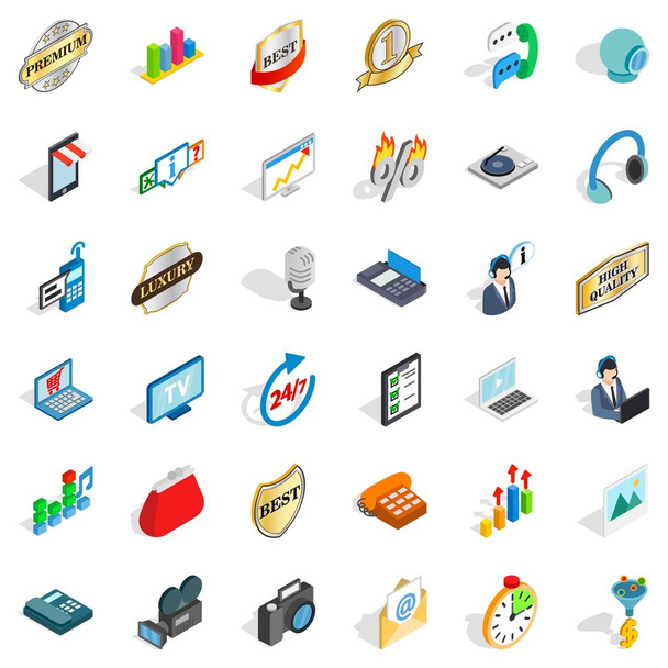 Support service icons set, isometric style - Vector, imagen