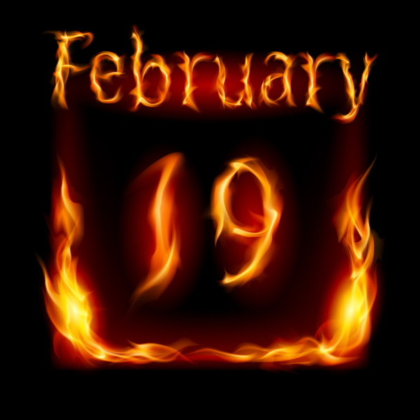 Febbraio nel Calendario del Fuoco. Icona su sfondo nero
 - Vettoriali, immagini