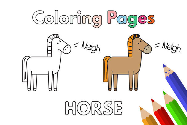 Книга-раскраска лошади
 - Вектор,изображение