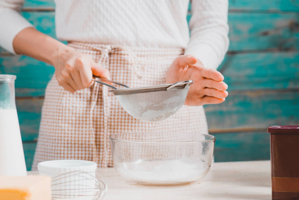 woman preparing dough for cake. - Φωτογραφία, εικόνα